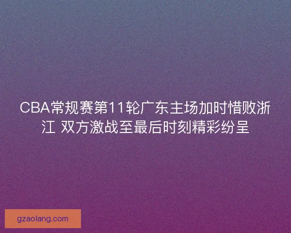 CBA常规赛第11轮广东主场加时惜败浙江 双方激战至最后时刻精彩纷呈