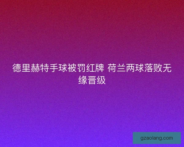 德里赫特手球被罚红牌 荷兰两球落败无缘晋级 德里赫特手球被罚红牌 荷兰两球落败无缘晋级